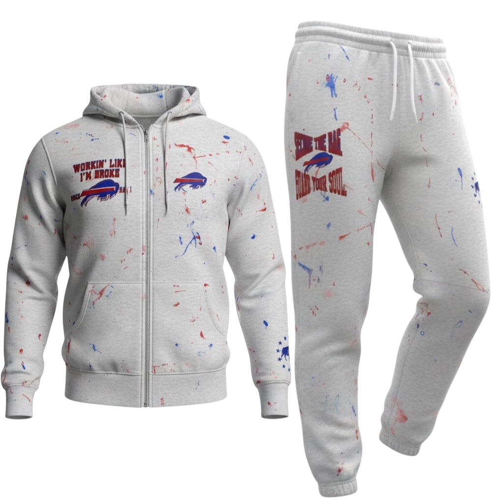 Workin' Like I'm Broke (BUFFALO BILLS INSPIRED) Quarter-Zip Sweatsuit